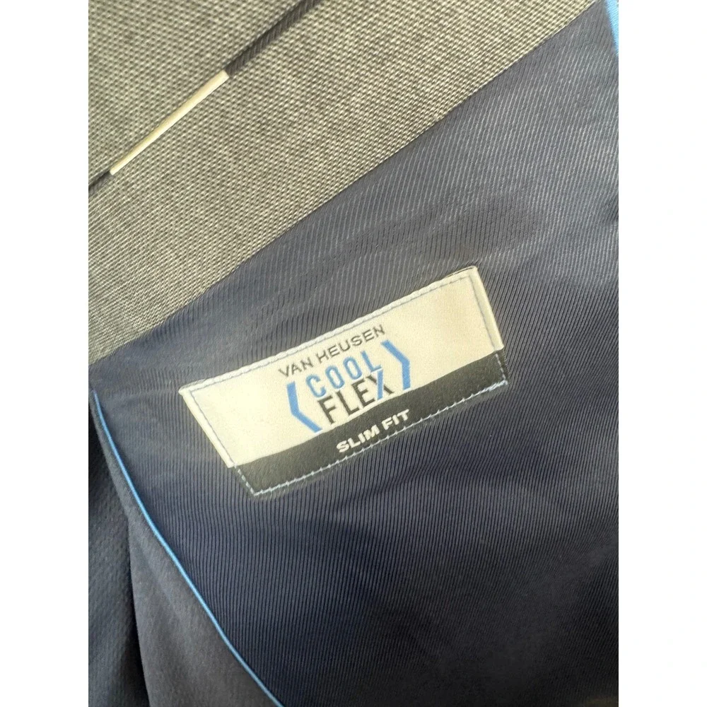 Van Heusen Mens Cool Flex Slim Fit‎ Blazer Gray Sport Coat 40L Tall